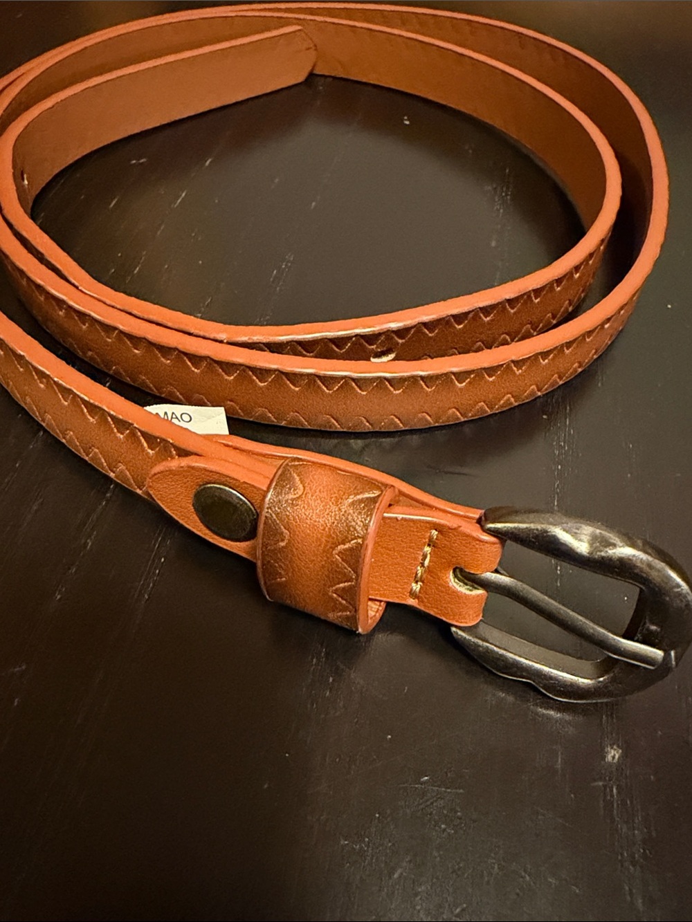NWOT Bonded Leather Fashion belt Brown 1/2” wide women’s size Large